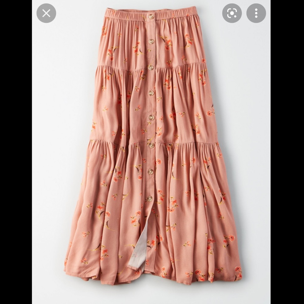 American Eagle Tiered Button Midi Skirt size L